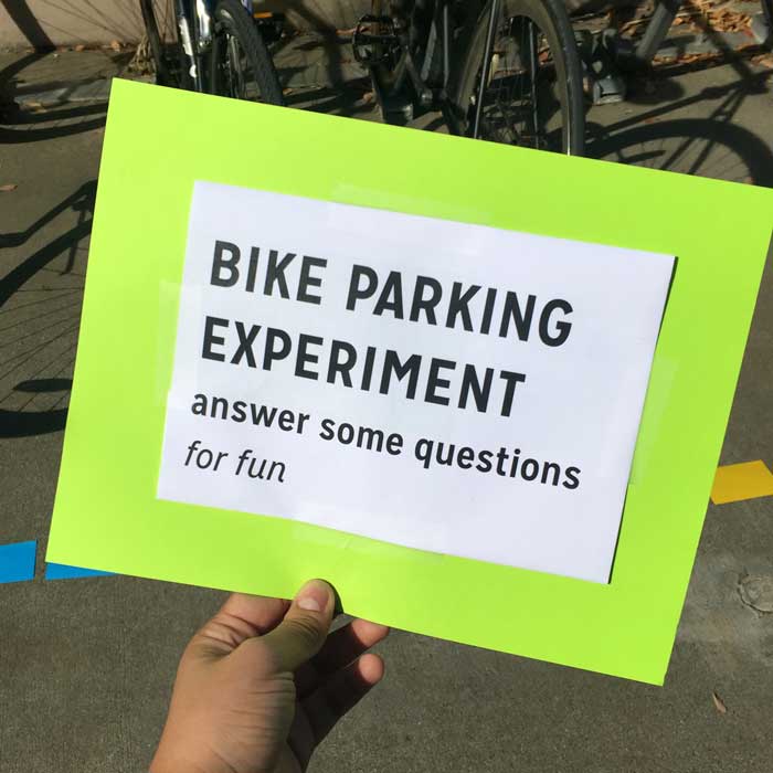 Bike Parking Experiment sign