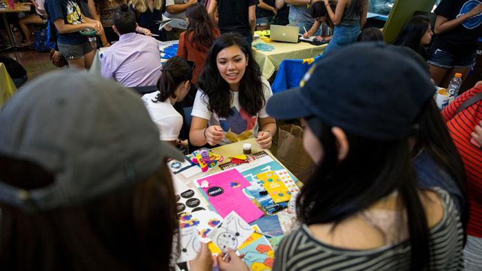 Me representing Creative Media at a student employment event